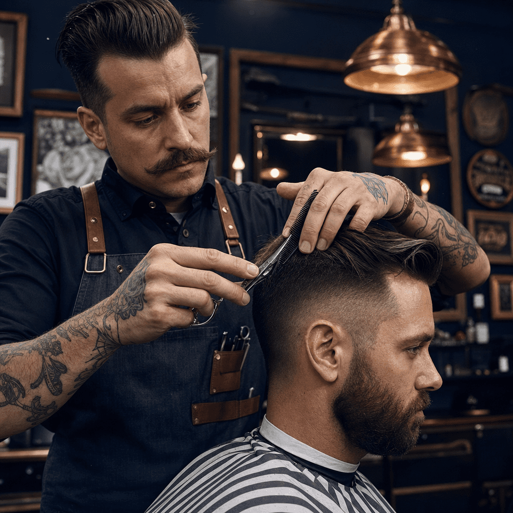 Haarschnitt beim Barbier Enjholis